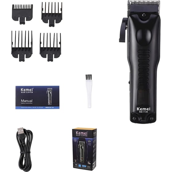 KEMEI KM-1136 Κουρευτική Μηχανή Επαναφορτιζόμενη Μαύρο image 1