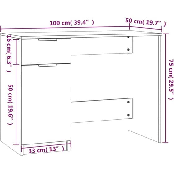 Γραφείο VidaXL από Επεξεργασμένο Ξύλο 100x50x75 cm - Γκρι Σκυροδέματος image 5