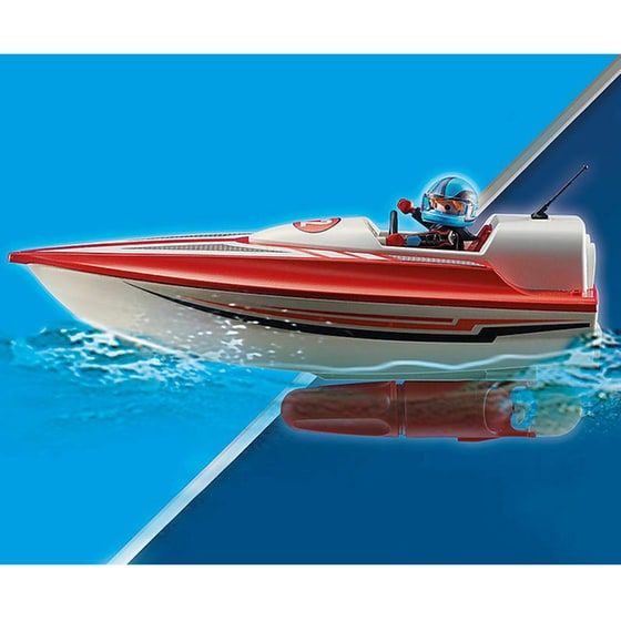 PLAYMOBIL® Sports & Action Αγωνιστικό Ταχύπλοο Σκάφος Με Μοτέρ (70744) image 4