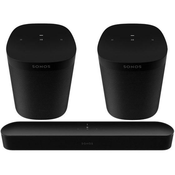 Sonos Beam Soundbar 80W 2.0 + 2 Ηχεία Sonos One SL - Μαύρο image 0