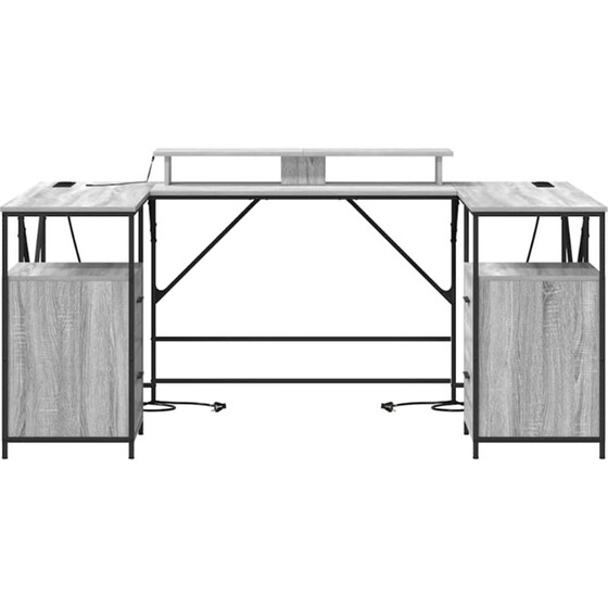 Γραφείο VidaXL από Επεξεργασμένο Ξύλο 182x101x87,5 cm - Γκρι Sonoma image 6