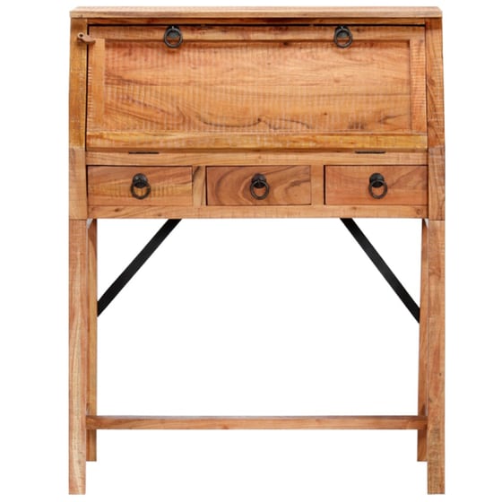 Γραφείο με Συρτάρια VidaXL από Μασίφ Ξύλο Ακακίας 90x40cm - Φυσικό image 4