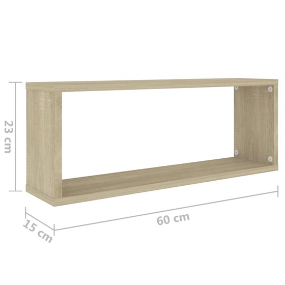 Ράφια Τοίχου VidaXL από Μοριοσανίδα 60x15x23 cm 6 Τμχ - Sonoma/ Μπεζ image 9
