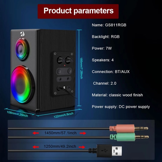 Ηχεία 2.0 Redragon Lynch GS811 7W - Μαύρο image 3
