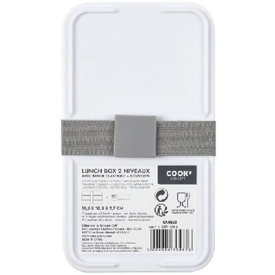 Φαγητοδοχείο Lunch Box Cook Concept 2 Επιπέδων με Μαχαιροπίρουνα 18.5x10.5x9.7 cm  Ka4820 - Λευκό/Γκρι image 5