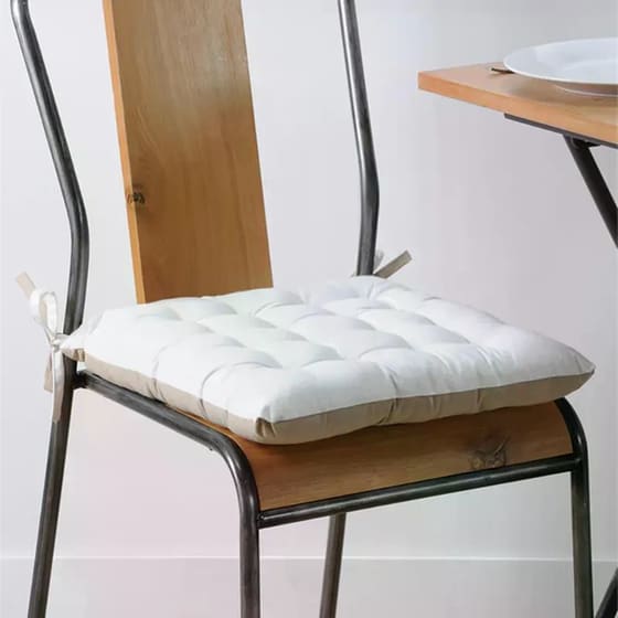 Μαξιλάρι Καρέκλας Spitishop 2 Όψεων Βαμβάκι 40x40cm - Λευκό/Μπεζ image 1