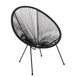 Πολυθρονα  Μεταλλικη Μαυρη Με Μαυρο Rattan