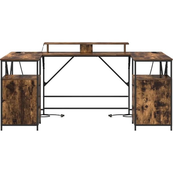 Γραφείο VidaXL από Επεξεργασμένο Ξύλο 182x101x87,5 cm - Καπνιστή Δρυς image 6