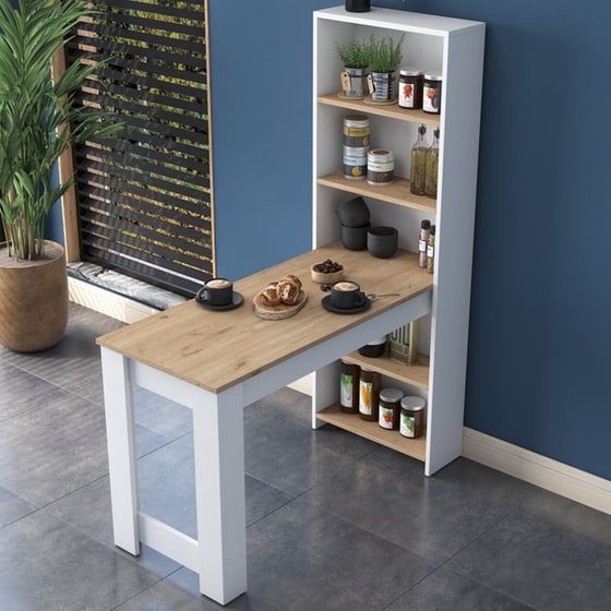 Τραπέζι Κουζίνας 24Mall Brio από Μαριοσάνιδα 120x53.8x153.6 cm - Καρυδί/Λευκό image 1