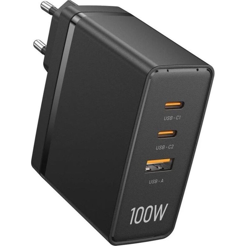 VENTION Vention USB-C x2 , USB-A x1 Gan Φορτιστής (100W/100W/30W) EU - Μαύρο