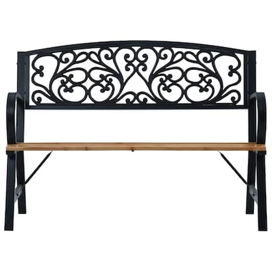 Παγκάκι Κήπου VidaXL από Ξύλο/Ατσάλι 120x56x87 cm - Μαύρο/Καφέ image 2
