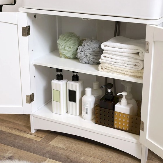 Ντουλάπι Μπάνιου Νιπτήρα Vasagle Bbc01wt από MDF 60x30x60cm - Λευκό image 8