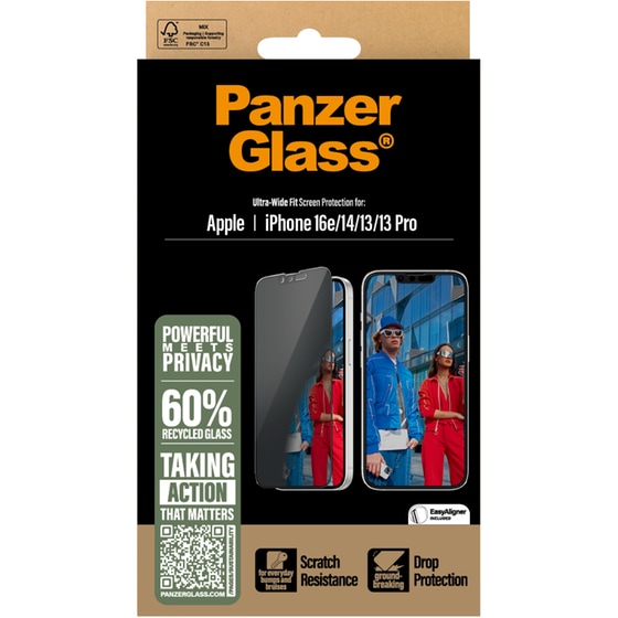 Προστατευτικό οθόνης Apple iPhone 16e/iPhone 14/iPhone 13/iPhone 13 Pro - PanzerGlass Privacy Ultra-Wide Fit Screen Protection image 4