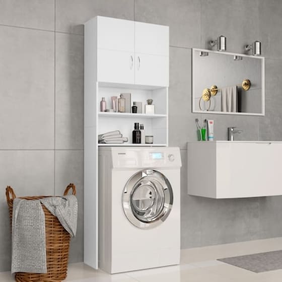 Vidaxl Ντουλάπι Πλυντηρίου Λευκό 64 X 25,5 X 190 Εκ. Από Μοριοσανίδα image 1
