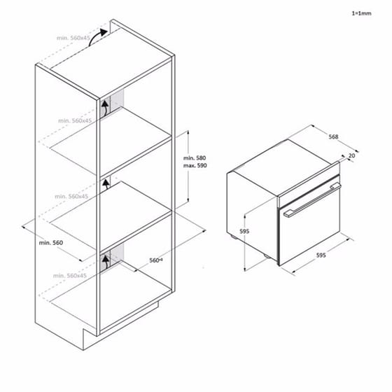 HAIER H6 ID46G3HTB 78 L Μαύρο Εντοιχιζόμενος Φούρνος Άνω Πάγκου image 1