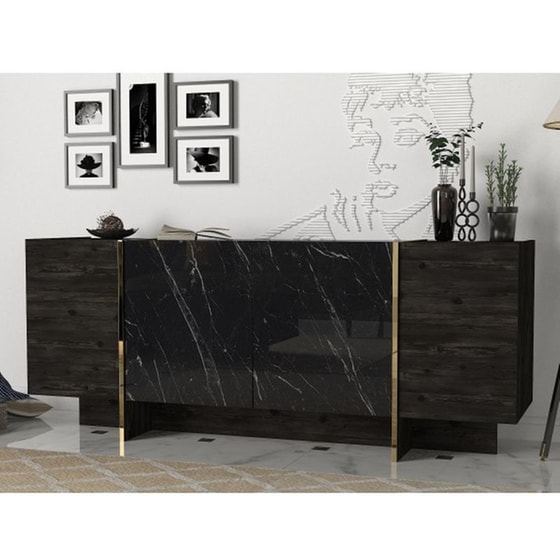 Μπουφές 24Mall Verona από Μοριοσανίδα 180x46.6x75.5 cm - Μαύρος image 1