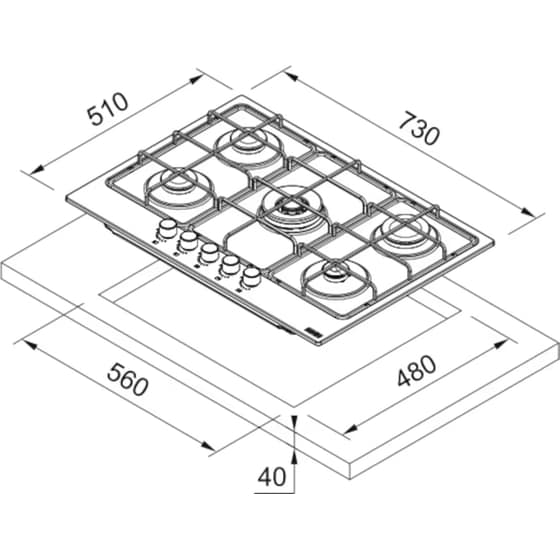 FRANKE SMART FHSM 755 4G DC XS 56 cm Inox Εστία Αερίου Αυτόνομη image 1
