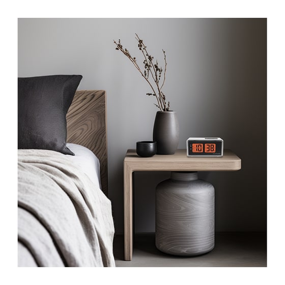 Ψηφιακό Ρολόι Life Επιτραπέζιο Retrolife B&W 12.2x6x 5.8 cm - Λευκό image 2