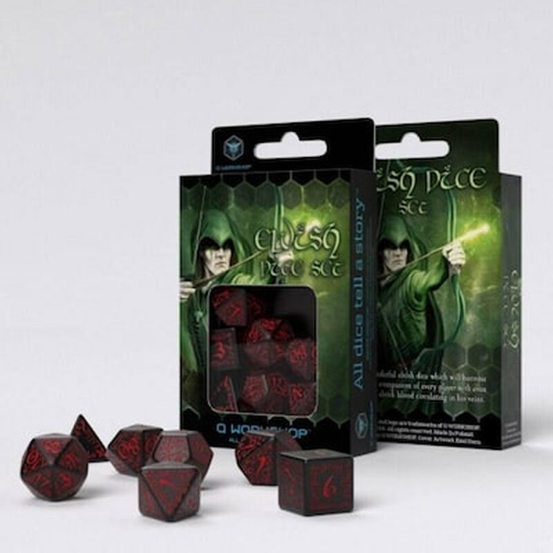 Σετ Ζάρια – Elven Rpg Dice Set – Black And Red
