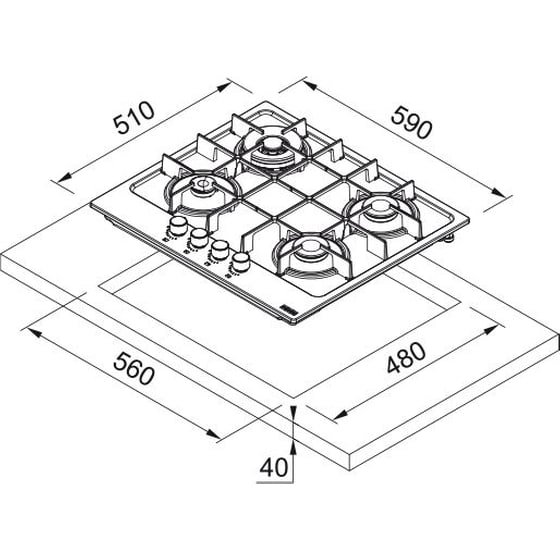 FRANKE FHMA 604 3G DC BK C 59 cm Μαύρο Εστία Αερίου Αυτόνομη image 3