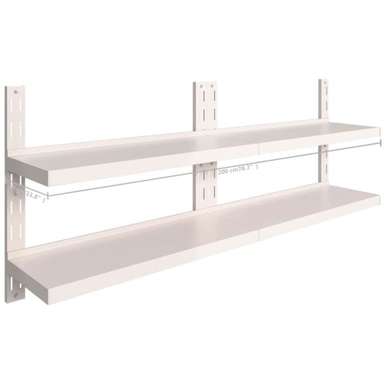 Ράφια Τοίχου VidaXL από  Ανοξείδωτο Ατσάλι 200x30 cm 2 Τμχ - Ασημί/Λευκό image 6