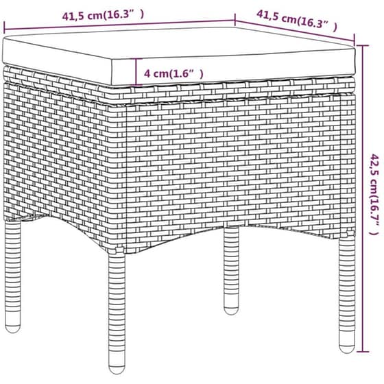 Σετ Επίπλων Bistro Κήπου VidaXL  από Συνθ. Ρατάν και Ψημένο Γυαλί 5Τμχ - Μαύρο image 9