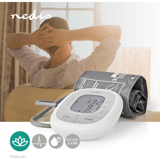 Ψηφιακό Πιεσόμετρο Μπράτσου NEDIS HCBL400WT με Aνίχνευση Aρρυθμίας Λευκό image 1