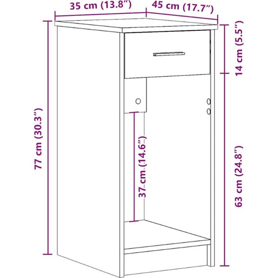 Βάση Πύργου Υπολογιστή VidaXL με Συρτάρι 35x45x77 cm - Όψη Παλαιού Ξύλου image 6