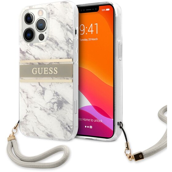 Θήκη Apple iPhone 13 Pro Max - Guess Marble Collection Printed Stripe - Γκρι/Λευκό image 5
