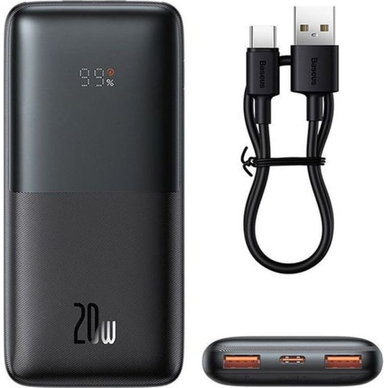 Powerbank Bipow Pro 10.000mah 20W 2x USB-A, 1x USB-C - Μαύρο image 0