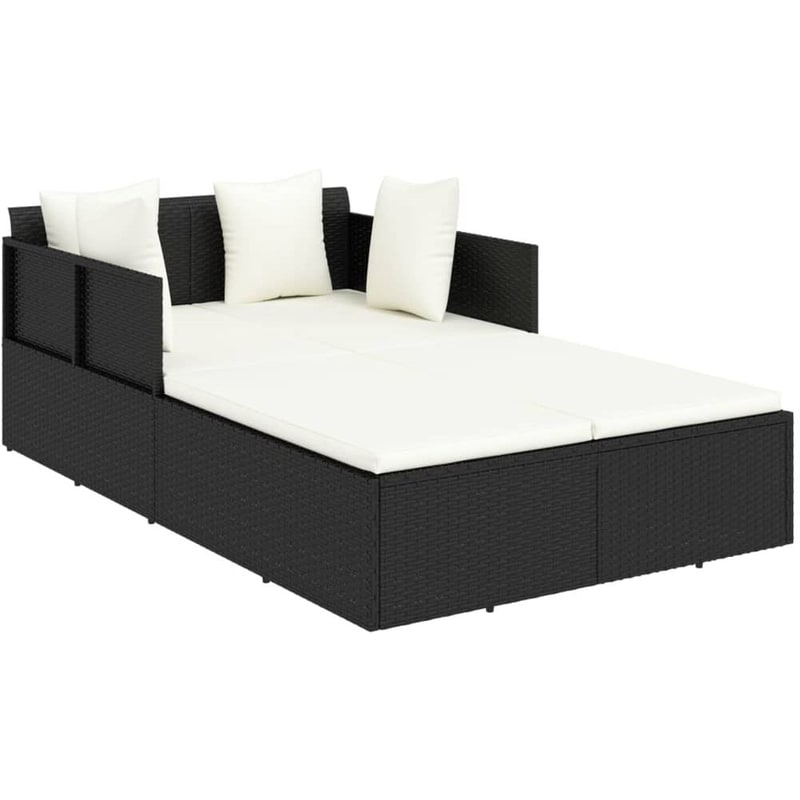 Ξαπλώστρα/ Κρεβάτι VidaXL με Μαξιλάρια από Συνθετικό Ρατάν 182x118x63 cm - Κρεμ