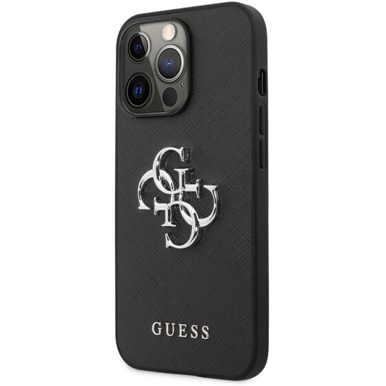 Θήκη Apple iPhone 13 Pro - Guess 4g Logo Collection Hard Case PU Leather - Μαύρo image 4