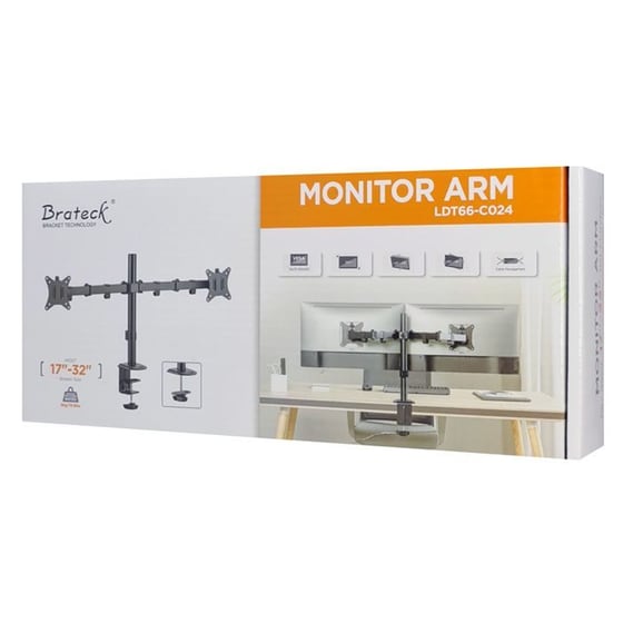 Βάση Διπλών Οθονών Επιτραπέζια Brateck LDT66-C024 για 17" - 32" έως 2x9 kg image 3