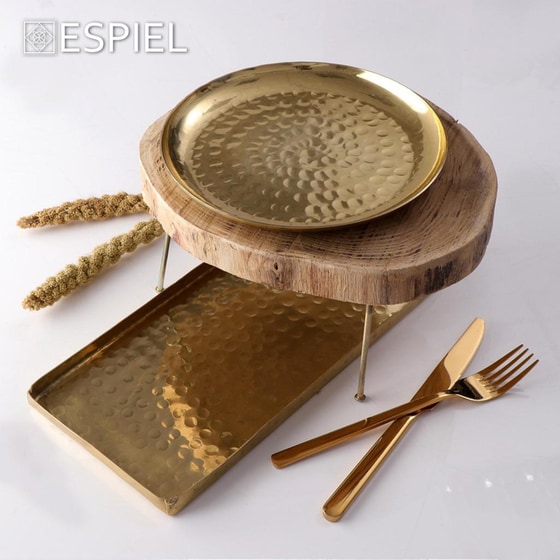 Δίσκος Διακόσμησης Espiel Lak312k2 από Αλουμίνιο Φ29.5x2 cm - Χρυσός image 1