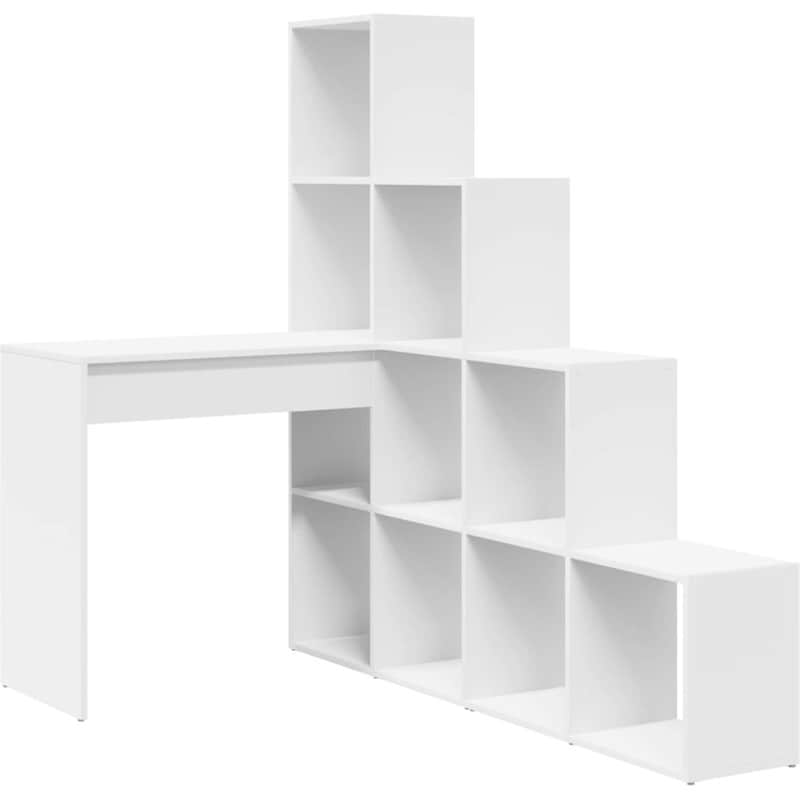 Γωνιακό Γραφείο VidaXL με Ράφι 101,5x149,5x149,5 cm - Λευκό