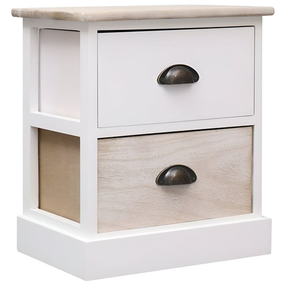 Κομοδίνο Vidaxl Από Ξύλο Παυλώνιας 2τμχ 38x28x45 cm - Φυσικό Λευκό image 1