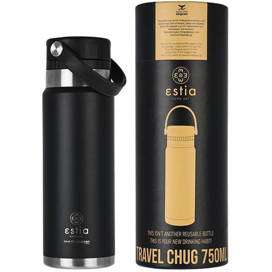 Μπουκάλι Θερμός Estia Home Art Save The Aegean Chug Midnight Black 750 ml image 0