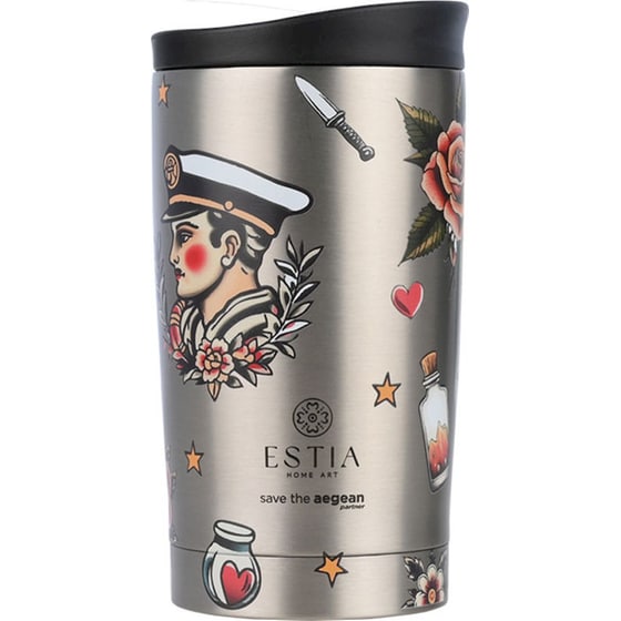 Ποτήρι Θερμός Estia Home Art Travel Mug Save the Aegean Old School Ink 350ml image 0