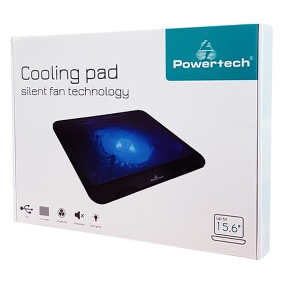 Powertech Βάση And Ψύξη Laptop Pt-740 Έως 15.6'', 125mm Fan, Led, Μαύρο image 1