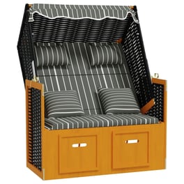 Ξαπλώστρα VidaXL Strandkorb από Μασίφ Ξύλο 115x55x133-156 cm - Μαύρη/Γκρι