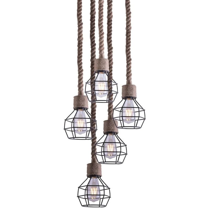 Φωτιστικό Οροφής Πολύφωτο Homelighting Grenade 77-3685 από Σχοινί/Μέταλλο - Φυσικό