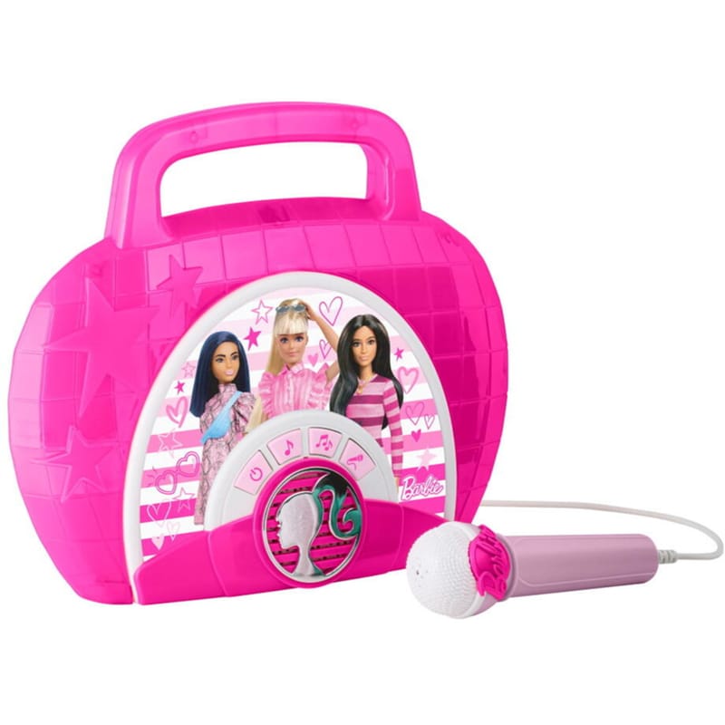EKIDS Μουσικό Καραόκε Ekids Barbie Boombox And Ενσύρματο Μικρόφωνο Για Παιδιά Με Ενσωματωμένη Μουσική, Φωτισμό, Sound Effects (be-115) (μωβ/λευκό)