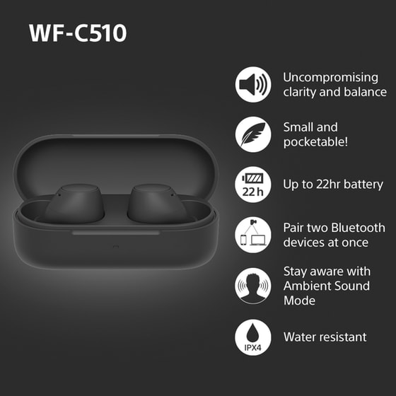 Ακουστικά Bluetooth Sony WF-C510 Truly Wireless Earbuds - Μαύρα image 4