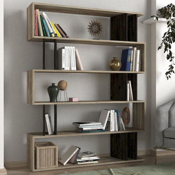 Βιβλιοθήκη ArteLibre Antipaxi από Μοριοσανίδα 122x26x159cm - Wenge/ Sonoma image 2