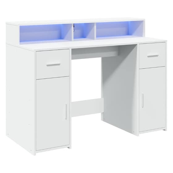 Γραφείο VidaXL με LED από Επεξεργασμένο Ξύλο 120x55x91 cm - Λευκό image 4