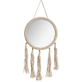 Διακοσμητικός Καθρέφτης Τοίχου Spitishop Υφασμάτινος Φ31 cm - Μπεζ