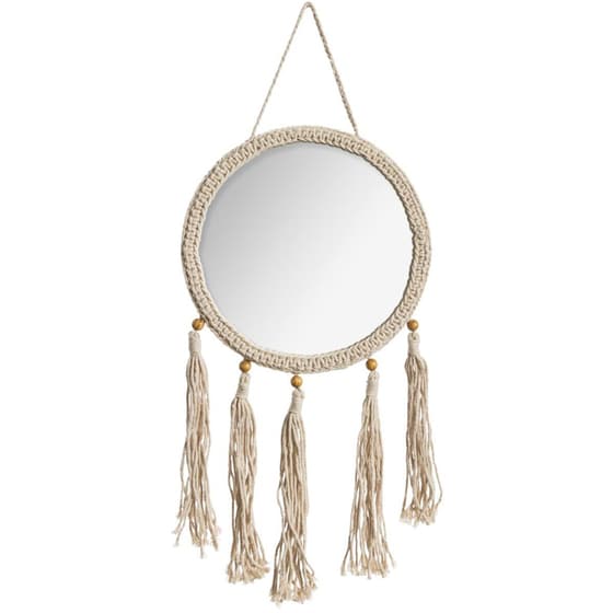 Διακοσμητικός Καθρέφτης Τοίχου Spitishop Υφασμάτινος Φ31 cm - Μπεζ image 0