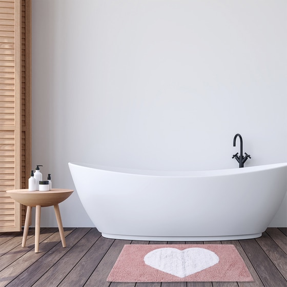 Πατάκι Μπάνιου Das Home Bathmats 0678 Ορθογώνιο από Βαμβάκι 50x80 cm - Ροζ/Λευκό image 1