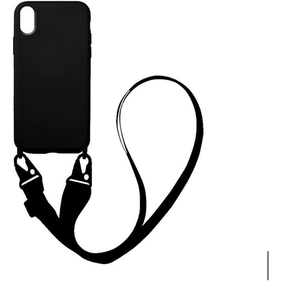 Θήκη Apple iPhone XR - My Colors Carryhang Liquid Silicone - Μαύρο image 0