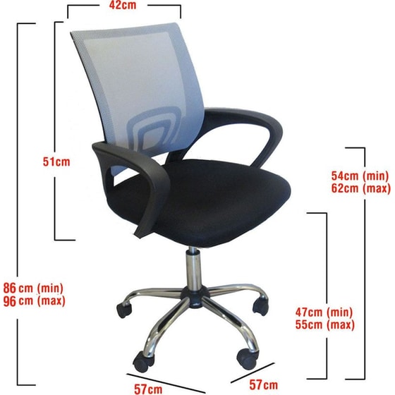 Καρέκλα Γραφείου ArteLibre Αλκυόνη από Ύφασμα Mesh - Μαύρη/Γκρι image 5